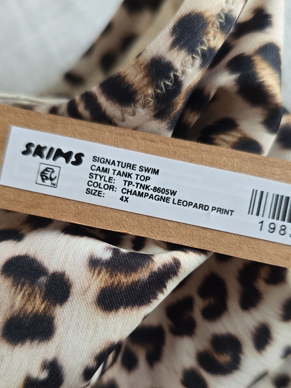 SKIMS Signature Swim Cami Tank Top Size:4X Champagne Leopard - Picture 4 of 6